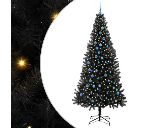 Ziemassvētku Eglīte Su 300 Led Ar Statīvu Melna 240 Cm Pvc Vidaxl Ziemassvētku Eglīte Su 300 Led Ar Statīvu Melna 240 Cm Pvc Vidaxl