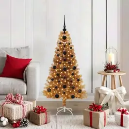 Jõulupuu Koos 150 Led-Iga Koos Alusega Kuldne 120 Cm Pet