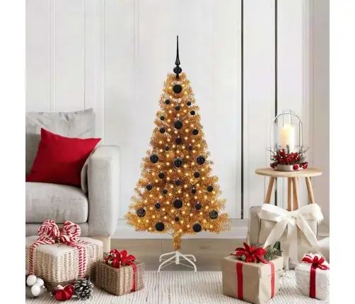 Ziemassvētku Eglīte Su 150 Led Ar Statīvu Zelts 120 Cm Pet Vidaxl