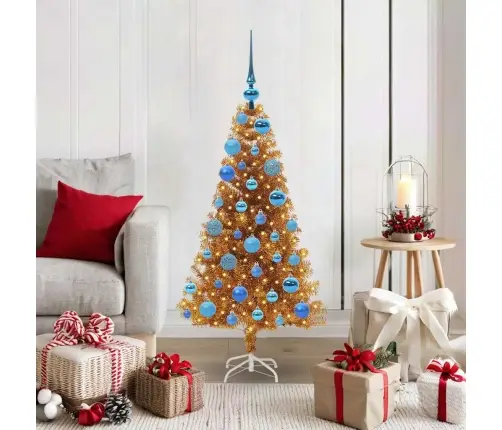 Jõulupuu Koos 150 Led-Iga Koos Alusega Kuldne 120 Cm Pet Jõulupuu Koos 150 Led-Iga Koos Alusega Kuldne 120 Cm Pet