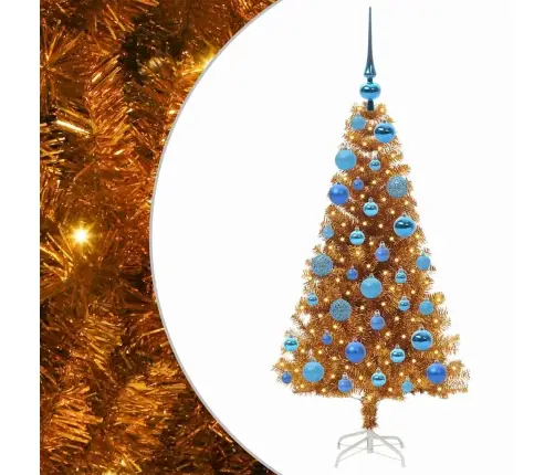 Jõulupuu Koos 150 Led-Iga Koos Alusega Kuldne 120 Cm Pet Jõulupuu Koos 150 Led-Iga Koos Alusega Kuldne 120 Cm Pet