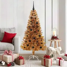 Ziemassvētku Eglīte Su 150 Led Ar Statīvu Zelts 150 Cm Pet Vidaxl