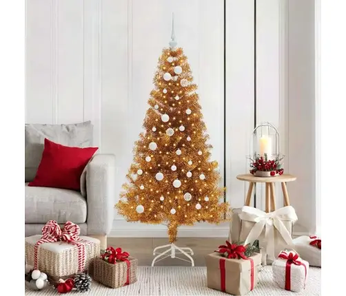 Jõulupuu Koos 150 Led-Iga Koos Alusega Kuldne 150 Cm Pet