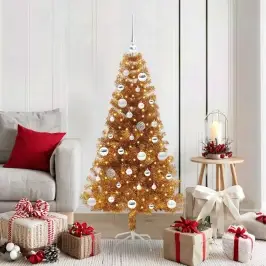 Kalėdų Eglutė Su 150 Led S Stovu Auksinė 150 Cm Pet