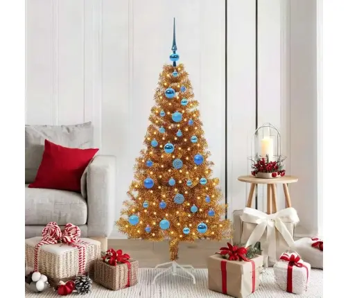 Kalėdų Eglutė Su 150 Led S Stovu Auksinė 150 Cm Pet Kalėdų Eglutė Su 150 Led S Stovu Auksinė 150 Cm Pet