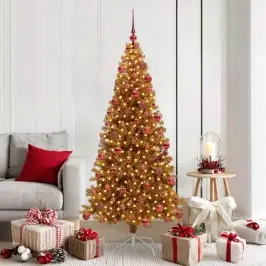 Kalėdų Eglutė Su 300 Led S Stovu Auksinė 180 Cm Pet