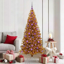 Ziemassvētku Eglīte Su 300 Led Ar Statīvu Zelts 180 Cm Pet Vidaxl