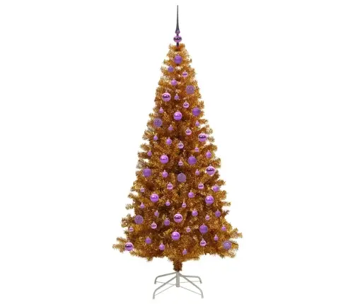 Jõulupuu Koos 300 Led-Iga Koos Alusega Kuldne 180 Cm Pet Jõulupuu Koos 300 Led-Iga Koos Alusega Kuldne 180 Cm Pet