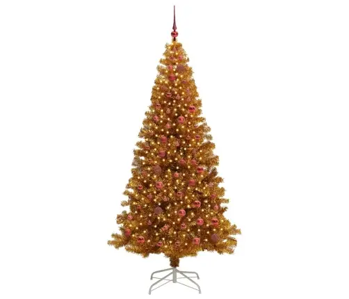 Jõulupuu Koos 300 Led-Iga Koos Alusega Kuldne 210 Cm Pet