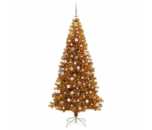 Jõulupuu Koos 300 Led-Iga Koos Alusega Kuldne 240 Cm Pet Jõulupuu Koos 300 Led-Iga Koos Alusega Kuldne 240 Cm Pet