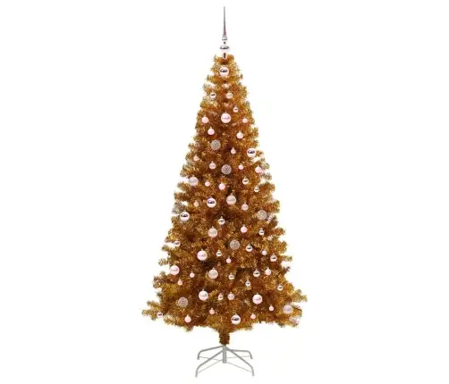 Jõulupuu Koos 300 Led-Iga Koos Alusega Kuldne 240 Cm Pet Jõulupuu Koos 300 Led-Iga Koos Alusega Kuldne 240 Cm Pet