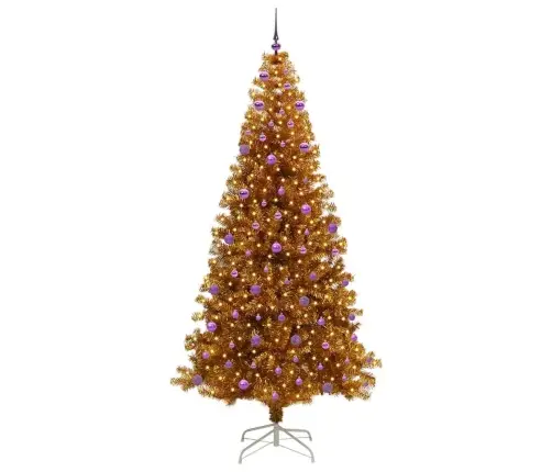 Jõulupuu Koos 300 Led-Iga Koos Alusega Kuldne 240 Cm Pet