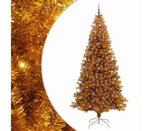 Jõulupuu Koos 300 Led-Iga Koos Alusega Kuldne 240 Cm Pet