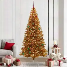 Jõulupuu Koos 300 Led-Iga Koos Alusega Kuldne 240 Cm Pet