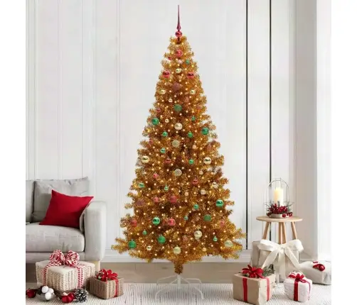 Jõulupuu Koos 300 Led-Iga Koos Alusega Kuldne 240 Cm Pet