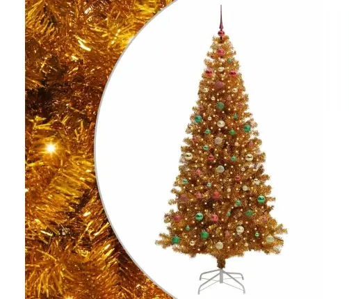 Jõulupuu Koos 300 Led-Iga Koos Alusega Kuldne 240 Cm Pet