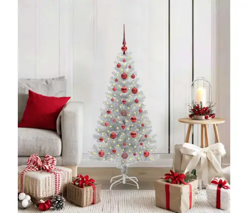 Ziemassvētku Eglīte Su 150 Led Ar Statīvu Sudraba 120 Cm Pet Vidaxl