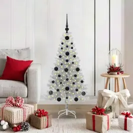 Ziemassvētku Eglīte Su 150 Led Ar Statīvu Sudraba 120 Cm Pet Vidaxl