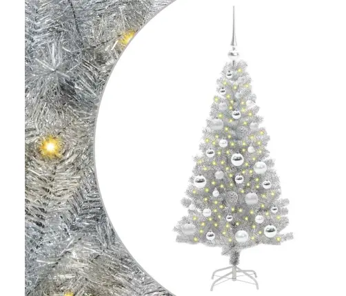 Kalėdų Eglutė Su 150 Led S Stovu Sidabro 120 Cm Pet