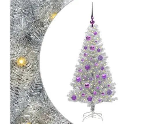 Jõulupuu Koos 150 Led-Iga Koos Alusega Hõbedane 120 Cm Pet