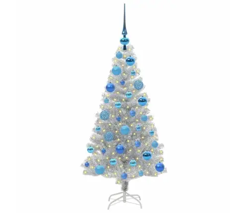 Jõulupuu Koos 150 Led-Iga Koos Alusega Hõbedane 120 Cm Pet