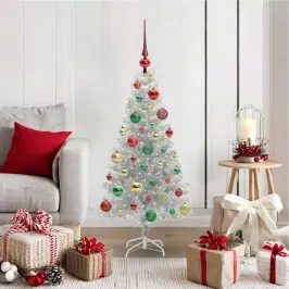 Ziemassvētku Eglīte Su 150 Led Ar Statīvu Sudraba 120 Cm Pet Vidaxl