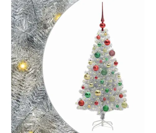 Ziemassvētku Eglīte Su 150 Led Ar Statīvu Sudraba 120 Cm Pet Vidaxl