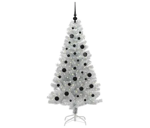 Jõulupuu Koos 150 Led-Iga Koos Alusega Hõbedane 150 Cm Pet