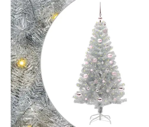 Ziemassvētku Eglīte Su 150 Led Ar Statīvu Sudraba 150 Cm Pet Vidaxl