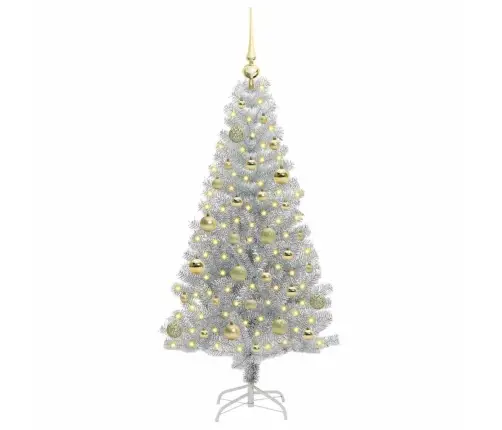 Kalėdų Eglutė Su 150 Led S Stovu Sidabro 150 Cm Pet Kalėdų Eglutė Su 150 Led S Stovu Sidabro 150 Cm Pet