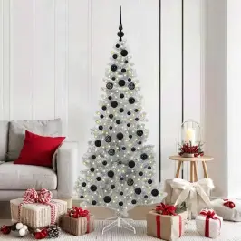 Ziemassvētku Eglīte Su 300 Led Ar Statīvu Sudraba 180 Cm Pet Vidaxl