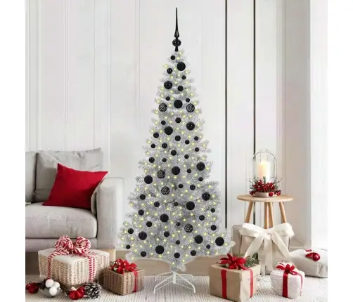 Ziemassvētku Eglīte Su 300 Led Ar Statīvu Sudraba 180 Cm Pet Vidaxl Ziemassvētku Eglīte Su 300 Led Ar Statīvu Sudraba 180 Cm Pet Vidaxl