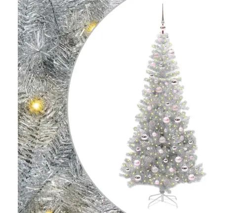 Ziemassvētku Eglīte Su 300 Led Ar Statīvu Sudraba 180 Cm Pet Vidaxl