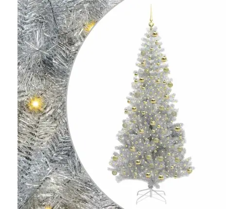Ziemassvētku Eglīte Su 300 Led Ar Statīvu Sudraba 180 Cm Pet Vidaxl