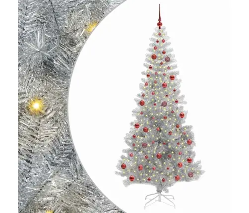 Jõulupuu Koos 300 Led-Iga Koos Alusega Hõbedane 210 Cm Pet Jõulupuu Koos 300 Led-Iga Koos Alusega Hõbedane 210 Cm Pet