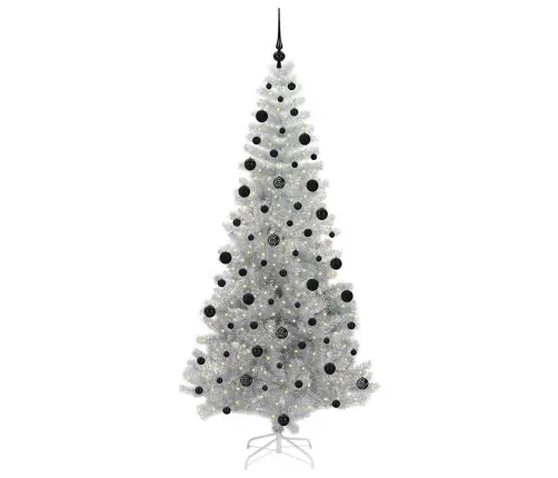 Ziemassvētku Eglīte Su 300 Led Ar Statīvu Sudraba 210 Cm Pet Vidaxl