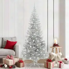Jõulupuu Koos 300 Led-Iga Koos Alusega Hõbedane 210 Cm Pet