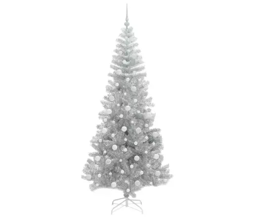 Jõulupuu Koos 300 Led-Iga Koos Alusega Hõbedane 210 Cm Pet