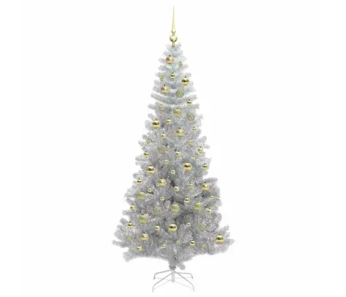 Ziemassvētku Eglīte Su 300 Led Ar Statīvu Sudraba 210 Cm Pet Vidaxl Ziemassvētku Eglīte Su 300 Led Ar Statīvu Sudraba 210 Cm Pet Vidaxl