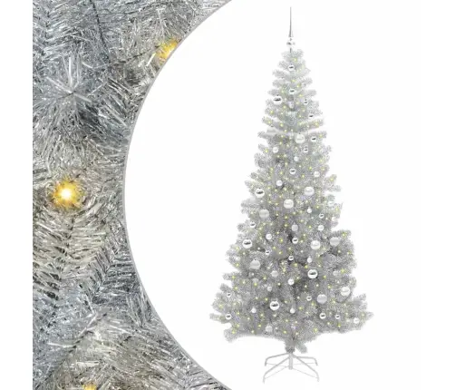 Kalėdų Eglutė Su 300 Led S Stovu Sidabro 210 Cm Pet