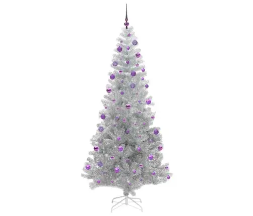 Jõulupuu Koos 300 Led-Iga Koos Alusega Hõbedane 210 Cm Pet