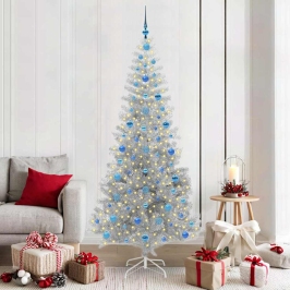 Ziemassvētku Eglīte Su 300 Led Ar Statīvu Sudraba 210 Cm Pet Vidaxl