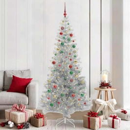 Ziemassvētku Eglīte Su 300 Led Ar Statīvu Sudraba 210 Cm Pet Vidaxl