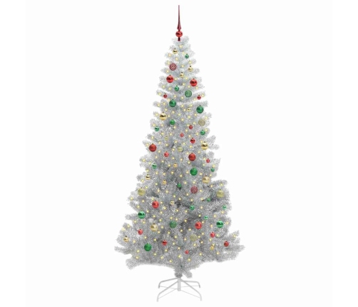 Ziemassvētku Eglīte Su 300 Led Ar Statīvu Sudraba 210 Cm Pet Vidaxl