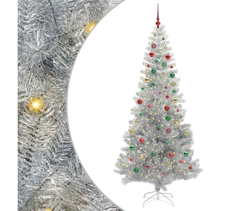 Ziemassvētku Eglīte Su 300 Led Ar Statīvu Sudraba 210 Cm Pet Vidaxl