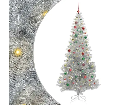 Jõulupuu Koos 300 Led-Iga Koos Alusega Hõbedane 210 Cm Pet