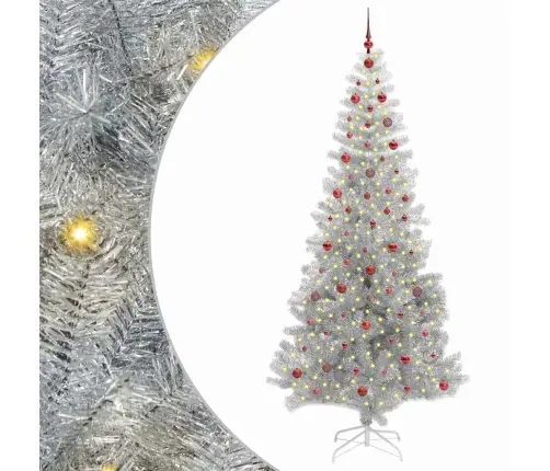 Kalėdų Eglutė Su 300 Led S Stovu Sidabro 240 Cm Pet