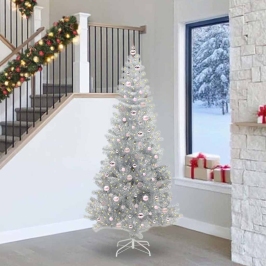 Ziemassvētku Eglīte Su 300 Led Ar Statīvu Sudraba 240 Cm Pet Vidaxl