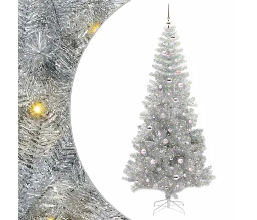Ziemassvētku Eglīte Su 300 Led Ar Statīvu Sudraba 240 Cm Pet Vidaxl