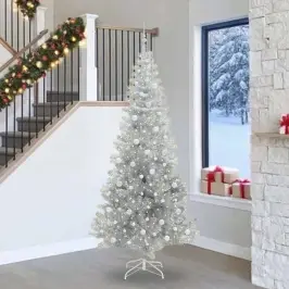 Kalėdų Eglutė Su 300 Led S Stovu Sidabro 240 Cm Pet